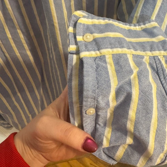 Ralph Lauren Men's Blue and Yellow Striped Shirt, size XL - Picture 5 of 8